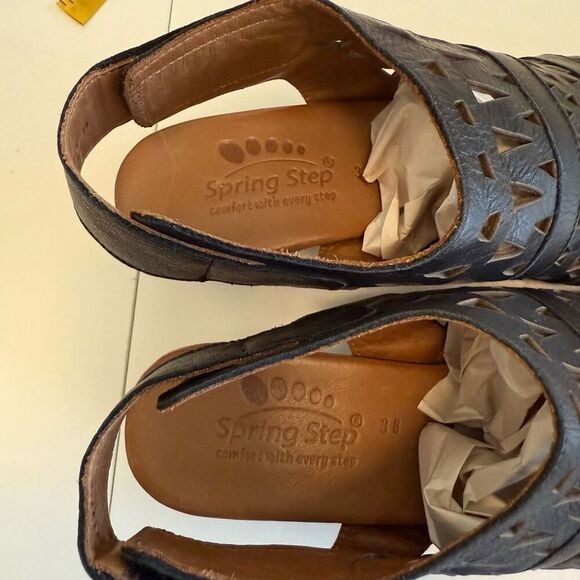 NEW Spring Step Dorotha Black Cut Out Sandals Size 8 Eu 38 Career, Casual NWOT - Picture 12 of 14